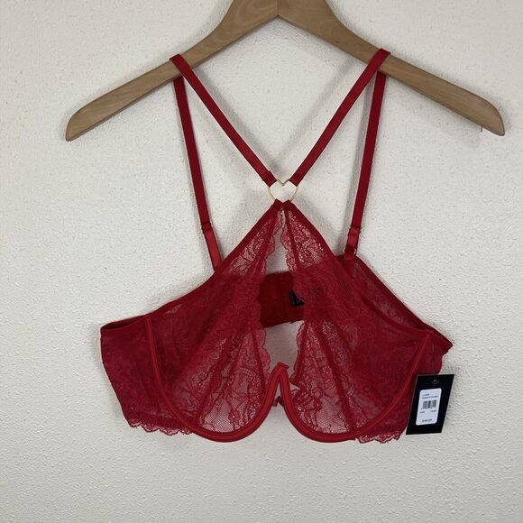 NWT Frederick's of Hollywood Lover Red Bra & Crotchless Panty Set Size 1X/2X - Picture 3 of 8